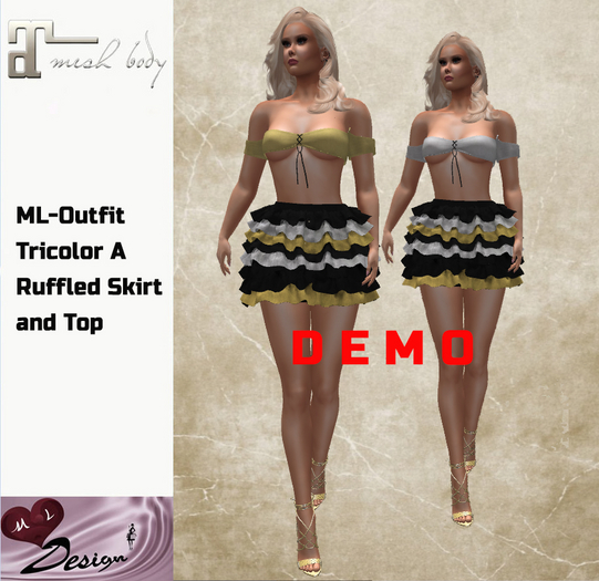 ML-Outfit Tricolor A Ruffle Skirt and Top DEMO