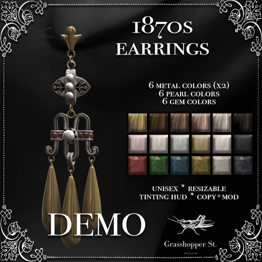 Grasshopper St 1870s Earrings DEMO