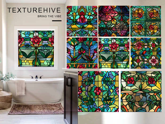 Seamless Stained Glass Window - Flowers - FULL PERM