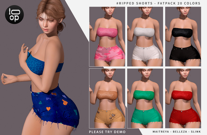 [loop] Ripped Shorts - FATPACK Belleza/Maitreya/Slink