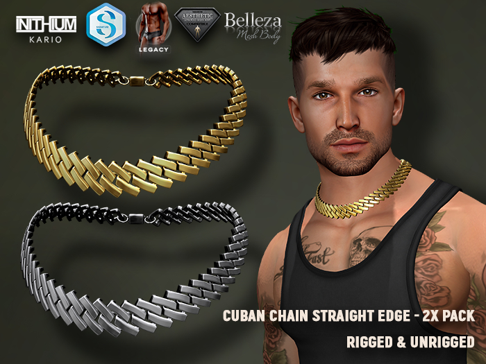 [7/11] Cuban Chain Straight Edge - 2x Pack