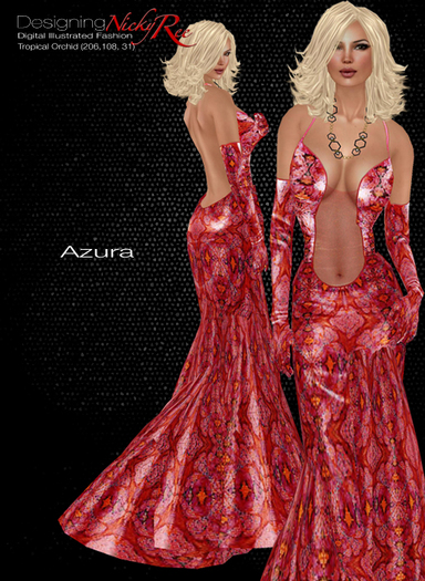 *DNR* Azura Gown & Pants Set in Abstract Red