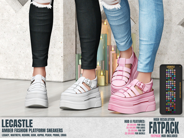 [LECASTLE] Amber Fashion Platfom Sneakers - Original Mesh %100 - Legacy, Maitreya , Maitreya X, Reborn, Kupra, Erika 1570