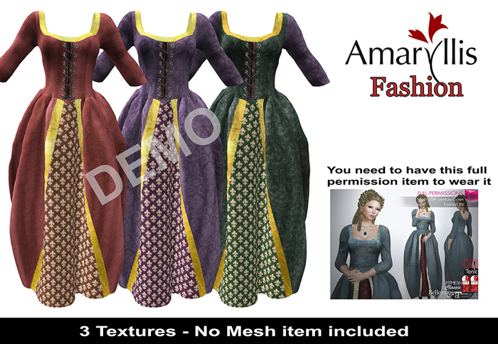 DEMO - [AF] - 18th Century Gown Dress  - 3 TEXTS - Medieval Dress
