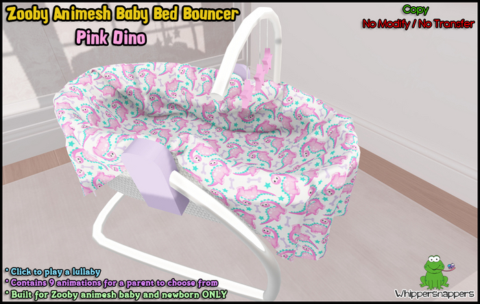 ! Whippersnappers ! - Zooby bed bouncer -pink dino