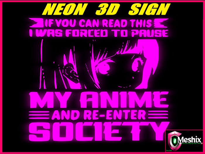 Neon sign mesh 'Anime society'  (2 prims)