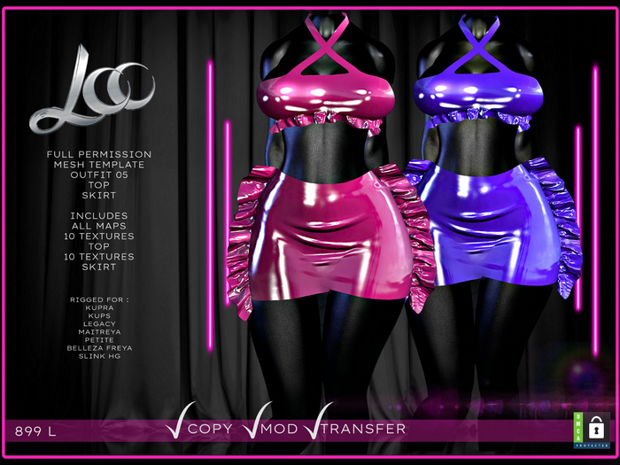 LCC FULL PERM OUTFIT 05-Skirt,Top,Textures,Template