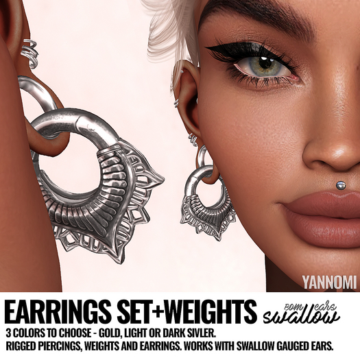 [YAN] Swallow earrings set v.4 - SILVER light