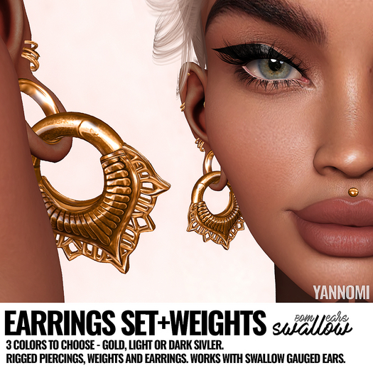[YAN] Swallow earrings set v.4 - GOLD