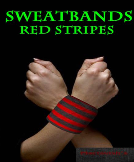 Sweatbands Black with Red Stripes Sculpted