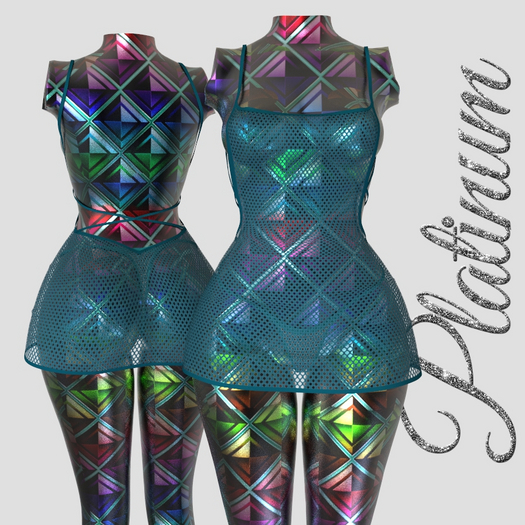 Teal Fishnet Dress