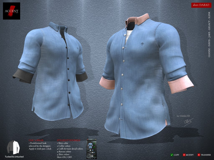 Accent - Shirt -Dario- Blue
