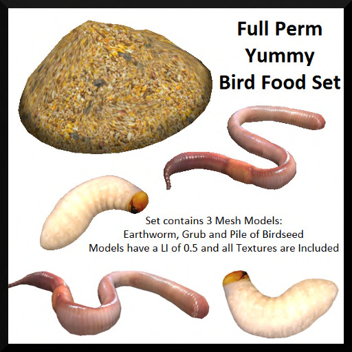 Full Perm Yummy Bird Food Mesh Model and Texture Set