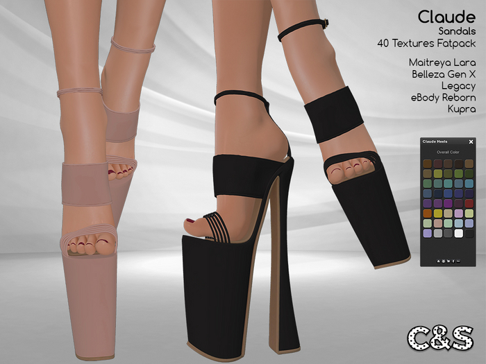 C&S Claude Heels for Maitreya, Legacy, Belleza, eBody and Kupra. 40 Text.
