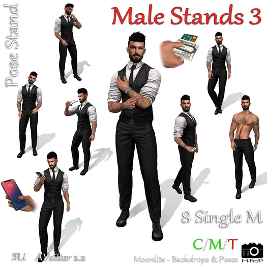 M-BdP :: Male Stands 3 - Poses Set