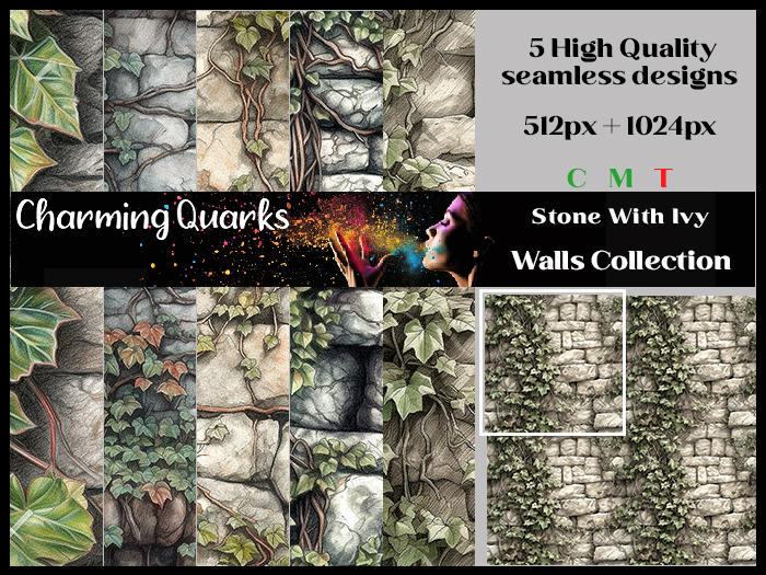 CQ Seamless Textures - Walls Collection - Stone with Ivy
