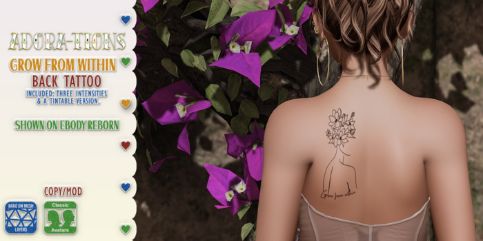 Adora-tions - Grow From Within Back Tattoo