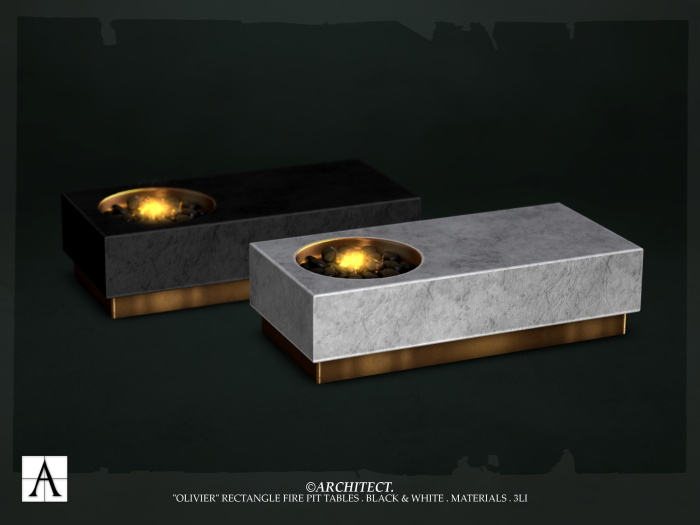 Architect. Olivier Rectangle Fire Pit Table // gold