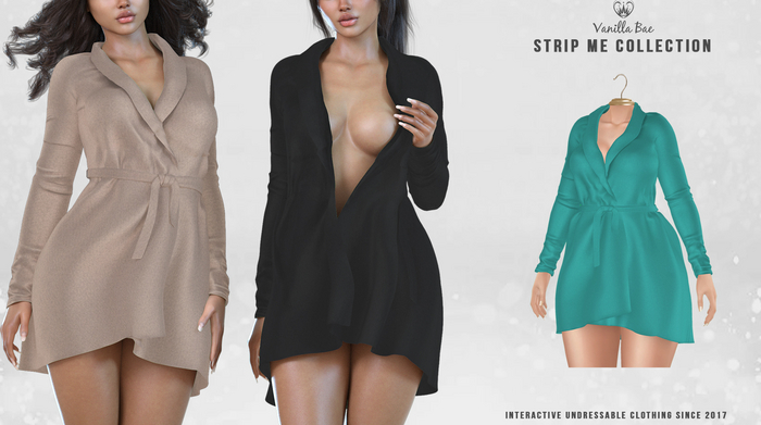 *Vanilla Bae* Audrey Trench coat - Teal - Strip Me Interactive - Maitreya / Legacy / Ebody Reborn