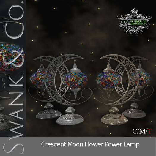 Swank & Co. Crescent Moon Flower Power Lamp 