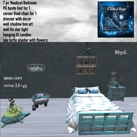 7 pc Bento mesh nautical bedroom set for 1 //2-box LI=49