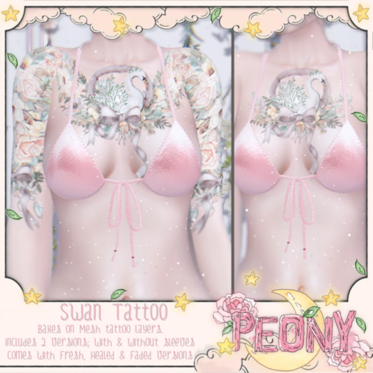 {Peony} Swan Tattoo {Box}