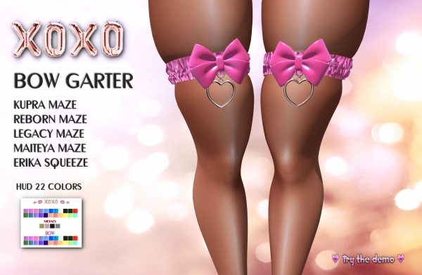 XOXO - BOW GARTER HUD 22 COLORS
