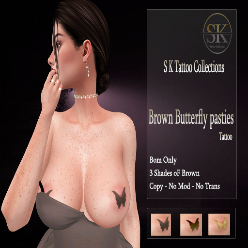 Brown Butterfly pasties Tattoo
