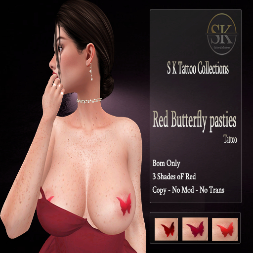 Red Butterfly pasties Tattoo