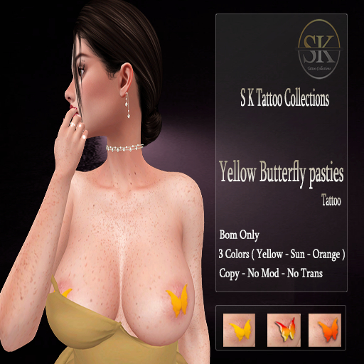 Yellow Butterfly pasties Tattoo
