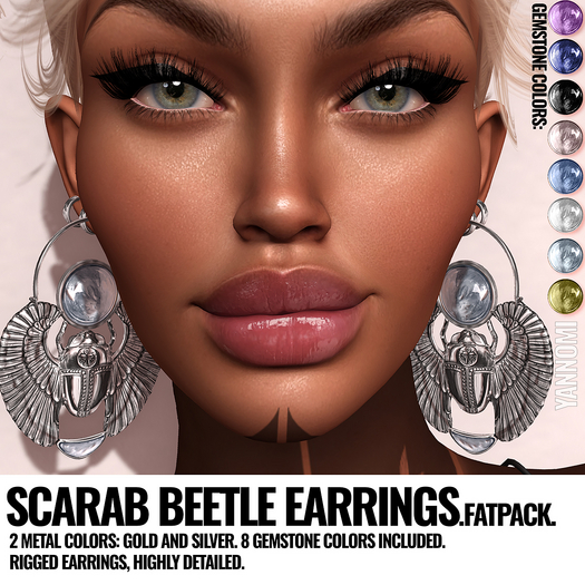 [YAN] Scarabs earrings - SILVER set - 8 colors