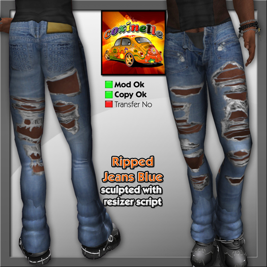 Coxi - Jeans Dark Blue Zipped Ripped
