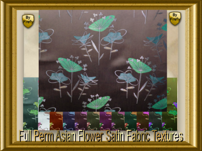 Full Perm Asian Flower Satin Fabric Textures