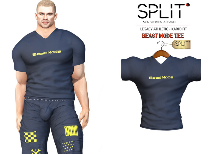 SPLIT APPAREL - Beast Mode Tee Blue/Yellow