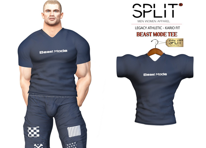 SPLIT APPAREL - Beast Mode Tee Blue/White