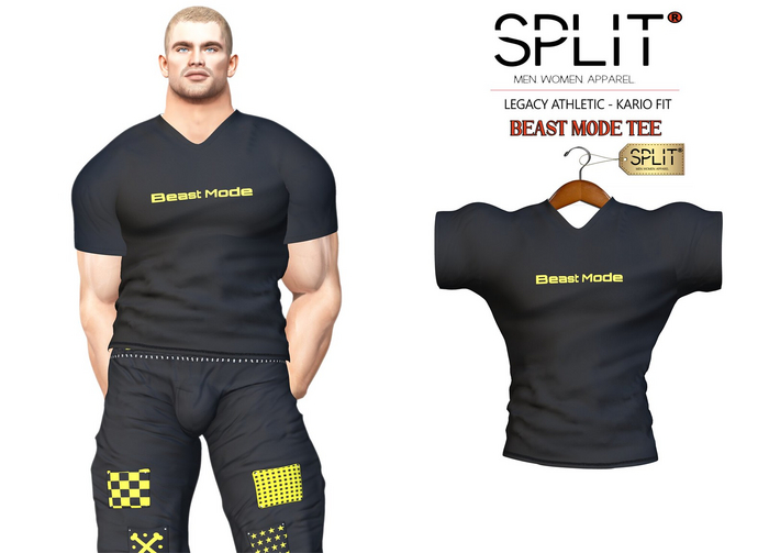 SPLIT APPAREL - Beast Mode Tee Black/Yellow