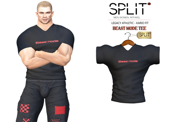 SPLIT APPAREL - Beast Mode Tee Black/Red
