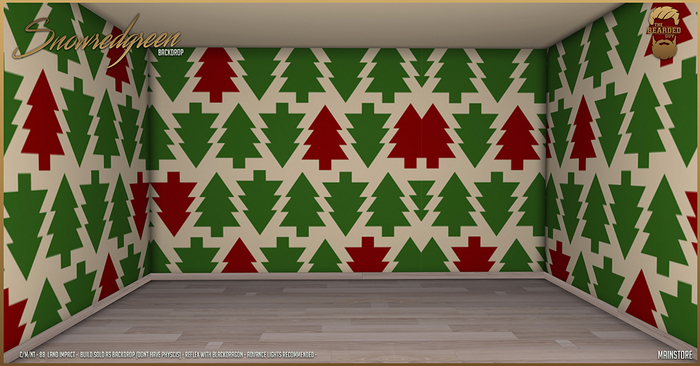 Snow Red Green Backdrop - The Bearded Guy
