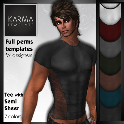 Karma Template - TGA - Male Tee semi sheer 7 Colors Full Permissions