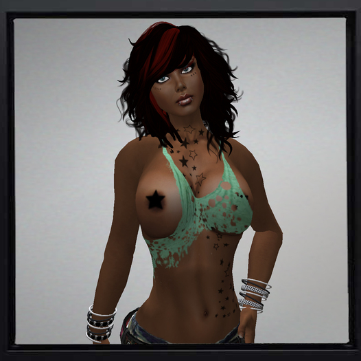 Mactavish's Ripped Knit Top Green with Star Pasties
