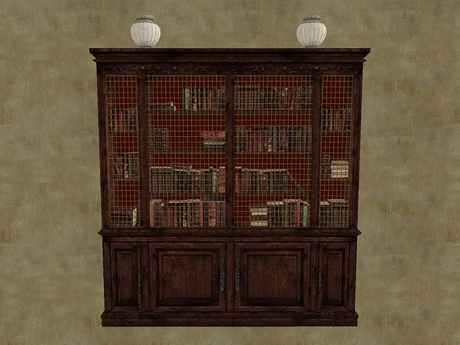 Second Life Marketplace - Library Bookcase With Books and Urns