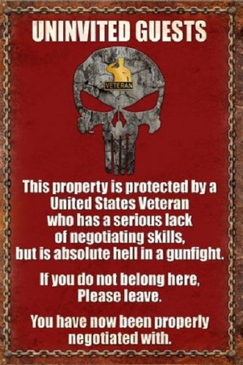 Mesh Metal Sign-Uninvited Guests-US Vet