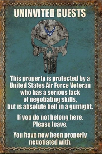 Mesh Metal Sign-Uninvited Guests-Air Force