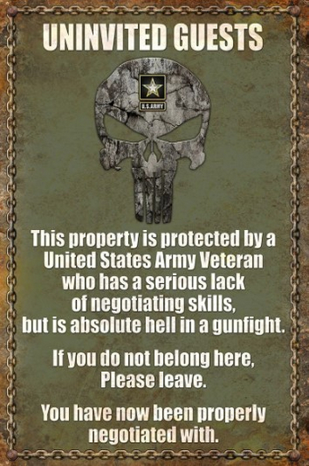 Mesh Metal Sign-Uninvited Guests-Army