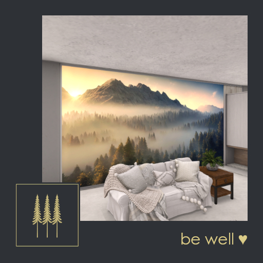  NEW ➛ Statement Wall (Misty Evergreens), 24 Textures, Change by Menu - Mesh C/M (Wear to Unpack) 