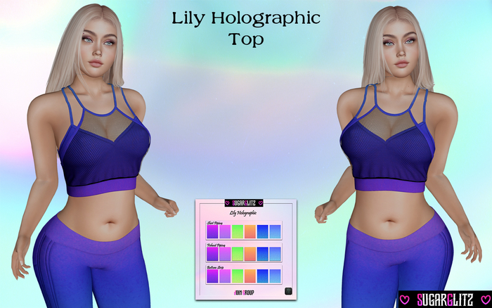 SugarGlitz - Lily Holo Peekaboo Top Dark Blue