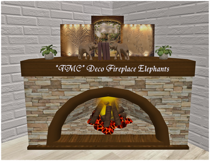~TMC~ Deco Fireplace Elephants