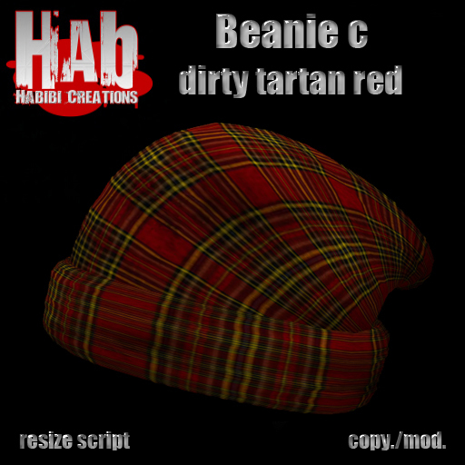 Beanie c dirty tartan red