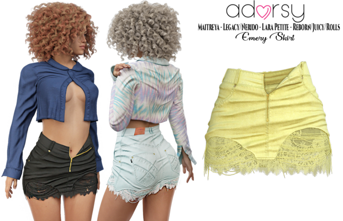 adorsy - Emery Skirt Yellow - Maitreya/Legacy-Nerido/Lara Petite/Reborn-Juicy-Rolls
