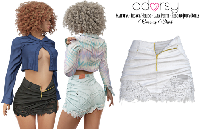adorsy - Emery Skirt White - Maitreya/Legacy-Nerido/Lara Petite/Reborn-Juicy-Rolls